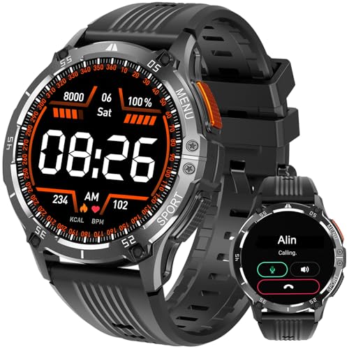 MEGALITH Smartwatch Herren Fitness Uhr: Wasserdicht Sport Fitnessuhr mit Telefonfunktion - Tracker Pulsmesser Schrittzähler Smart Watch Männer Kompatibel iOS Android von MEGALITH