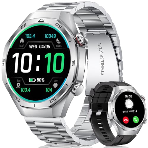 MEGALITH Smartwatch Herren Fitness Uhren: 1,52 Zoll Wasserdicht IP67 Sport Fitnessuhr - Tracker Schrittzähler Smart Watch Silber - Blutdruckmessung Pulsmesser Kompatibel Android iOS von MEGALITH