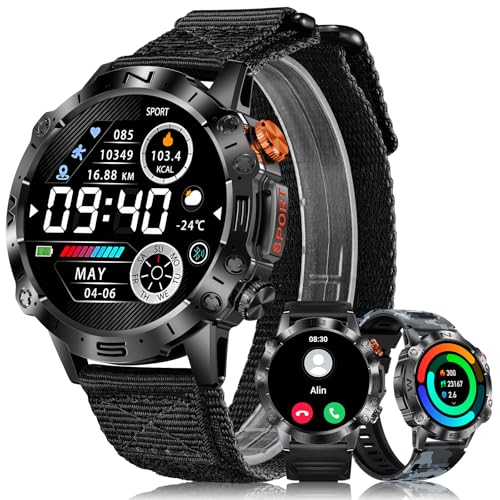 MEGALITH Smartwatch Herren Fitness Uhren: Telefonfunktion Bluetooth Android iOS Kompatibel - Blutdruck Smart Watch Herzfrequenz Schwarz MEGALITH Smartwatch Herren Fitness Uhren: Telefonfunktion Bluetooth Android iOS Kompatibel - Blutdruck Smart Watch Herzfrequenz Schwarz von MEGALITH
