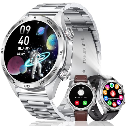 MEGALITH Smartwatch Herren Telefonfunktion Fitnessuhr: Sport Fitness Tracker Smartwatch Kompatibel Android iOS - Blutdruckmessung Pulsuhr Smart Watch Silber Wasserdicht von MEGALITH