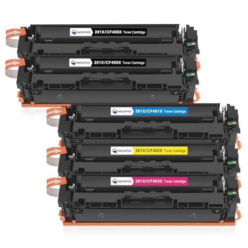 MEGOFFICE 201X Toner Kompatibel für HP 201X 201A CF400X CF400A CF401X CF401A CF402X CF402A CF403X CF403A Kompatibel für HP Color Laserjet Pro M252n M277n MFP M252dw M277dw M274n M277c6(5 Pack) von MEGOFFICE