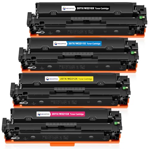 MEGOFFICE 207X Toner Kompatibel für HP 207A 207X Toner (mit Chip) W2210X W2211X W2212X W2213X W2210A W2211A W2212A W2213A für Color Laserjet Pro MFP M283fdw M283fdn M282nw M255dw M255nw(4 Pack) von MEGOFFICE