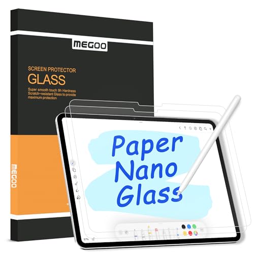 MEGOO Paper Glass Displayschutzfolie f¨¹r iPad Air 11 inch Zoll M2 (2024 6. Generation), Matt zum Zeichnen/Anti-Blend/Einfache Installation/Kompatibel mit Schutzh¨¹lle, 2er-Pack von MEGOO
