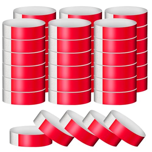 600Pcs Einlassbänder Papier Kontrollbänder: Farbe Eintrittsbänder mit Wasserdicht(19X254 mm), Druckbares Einlassbändchen Geeignet für Kontrolle Sicherheit Partys Festival Event (Rot) von MEGYAD