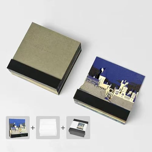 MEICHI 3D Notizblock, nicht verklebt, mit glasklarem Anzeigebox, 8 x 8 x 4 cm, 125 Blätter, 3D Stereoskopic Model Note Pads von MEICHI