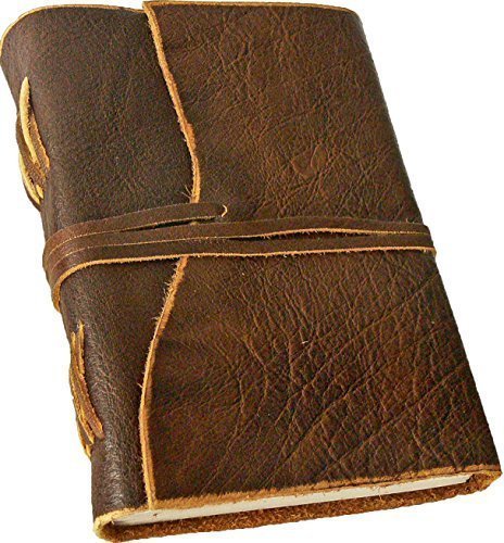 "BORDEAUX" Leder-Notizbuch/Tagebuch, Lederbuch, Ledereinband - handgeschöpftes Papier - braun im Antik-Look (17 x 13 cm) von MEIN-LEDERBUCH