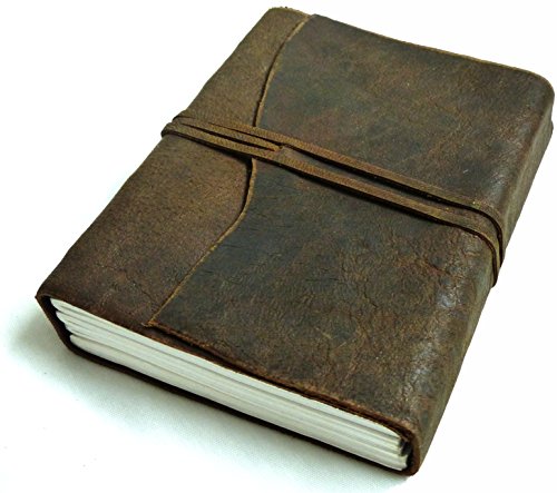 "MONTANA" Lederbuch, Notizbuch, Tagebuch, Reise-Tagebuch aus geöltem Leder - wundervolle Patina - handgeschöpftes Papier blanko (17 x 13 cm [ca. B6]) von MEIN-LEDERBUCH