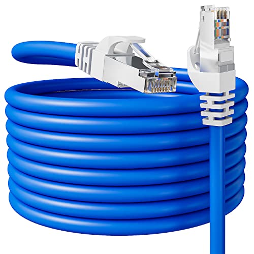 LAN Kabel 20 meter, Netzwerkkabel Verlegekabel 20m Outdoor Indoor FTP Abgeschirmtes Gigabit Ethernet Kabel 20m Cat 6 Hochgeschwindigkeit Internet Kabel RJ45, Lange Patchkabel Blau für Router Modem von MEIPEK