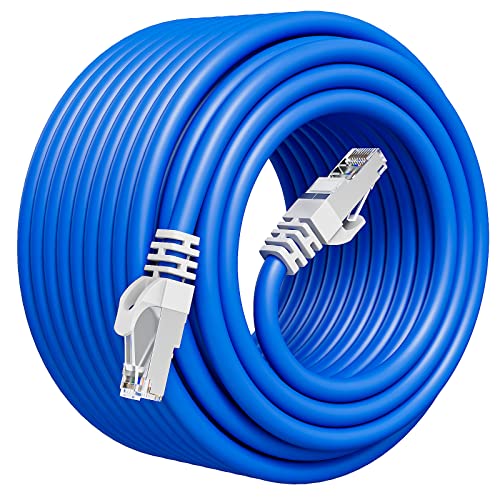 LAN Kabel 50 meter, Extra Lang Netzwerkkabel 50m, Cat 6 FTP Geschirmt Ethernet Kabel Hochgeschwindigkeits Internet Kabel, RJ45 Gigabit Außenbereich Installationskabel Patchkabel für Router Switch von MEIPEK