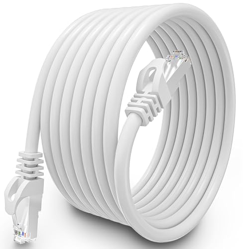 Lan Kabel 10 Meter, Cat 6 Verlegekabel 10m Netzwerkkabel Weiß Outdoor Lange Außenbereich Installationskabel Wasserdicht Patchkabel Ethernet Kabel FTP 23AWG Geschirmtes Rj45 Gigabit Internet Kabel von MEIPEK