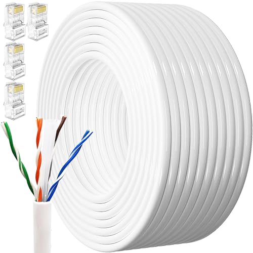 Lan Kabel 20 Meter, Cat 6 Netzwerkkabel Verlegekabel Weiß Ungeschirmt Lange Netzwerk Installationskabel Patchkabel 20m Ethernet Kabel UTP 23AWG Rj45 Gigabit Internet Wlan Kabel von MEIPEK
