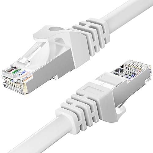 MEIPEK Lan Kabel 5 Meter Cat 6 Verlegekabel 5m Netzwerkkabel Weiß Outdoor Außenbereich Installationskabel Wasserdicht Patchkabel Ethernet Kabel FTP 23AWG Geschirmtes Rj45 Gigabit Internet Kabel von MEIPEK