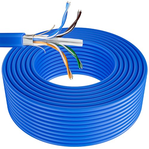 Netzwerkkabel 60m Verlegekabel, LAN Kabel 60 meter Lange Wasserdicht Installationskabel, Cat6 FTP Geschirmt Internet Kabel 24AWG Hochgeschwindigkeits Ethernet Kabel RJ45 Gigabit Außen Patchkabel von MEIPEK