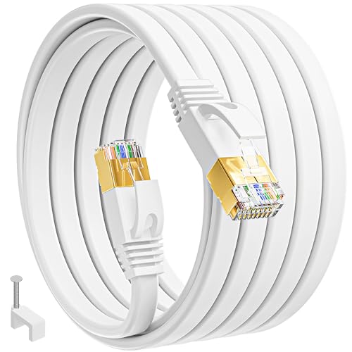 Wlan Kabel 20m, Cat 7 LAN Kabel 20 Meter Weiß Dünn Netzwerkkabel High Speed 10Gbps 600MHz Lankabelverlaengerung Gigabit Ethernet Kabel Weiss RJ45 Internetkabel Cat 7 Patchkabel für Router Modem von MEIPEK