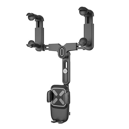 MEIQIBAO Auto-Rückspiegel Handyhalterung [2024 Upgrade Version] Rückspiegel-Zubehör 360 Grad Drehbarer Auto Handyhalter Einziehbarer Multifunktionaler Handyhalter für Handy und GPS Halter schwarz von MEIQIBAO