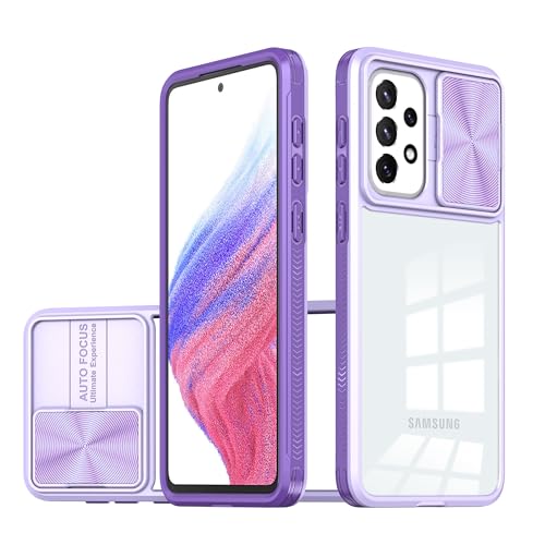 MEIQIBAO Handy hülle Kompatibel mit Samsung Galaxy A53 5G Kameraschutz mit Slide Camera Elegante gemischte transparente Hülle, lila von MEIQIBAO