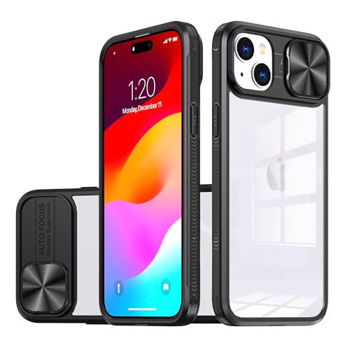 MEIQIBAO Handy hülle Kompatibel mit iPhone 15 Plus Gemischte Transparenz Hülle Weich TPU Silikon und Hard PC mit Slide Kameraschutz Handyhülle，blau von MEIQIBAO
