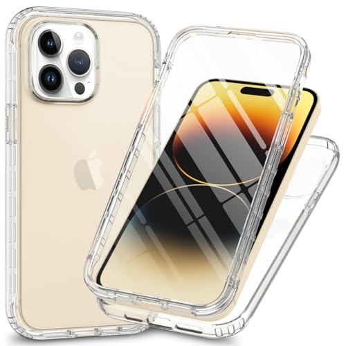MEIQIBAO für iPhone 15 Pro Max (6.7") Hülle Militärnorm 360 Degrees Schutz，Classic Hybridhülle Transparente vordere und hintere Abdeckungen TPU Material Eingebauter Bildschirmschutz；Transparent von MEIQIBAO