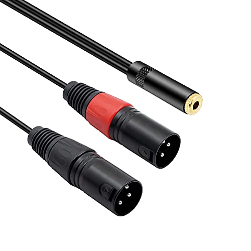 MEIRIYFA 1/8 Buchse auf Dual XLR Stereokabel, Dual-XLR-Stecker auf 3,5mm Buchse kurzes Kabel, 3,5 mm auf 3-poliges XLR Y-Mikrofonkabel - 0,3 m von MEIRIYFA