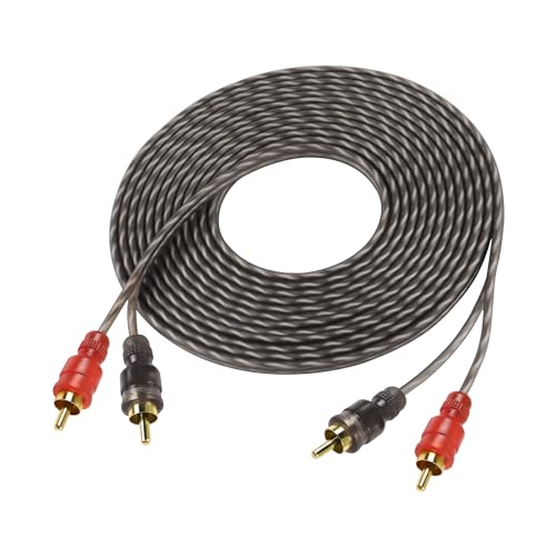 MEIRIYFA 2-Kanal RCA Auto Audio Verbindungskabel, verdrehtes Paar 2 RCA Stecker zu 2 RCA Stecker Stereo Audio Kabel Reines Kupfer für High-End Auto Audio Marine Motorrad Audio - 5M von MEIRIYFA