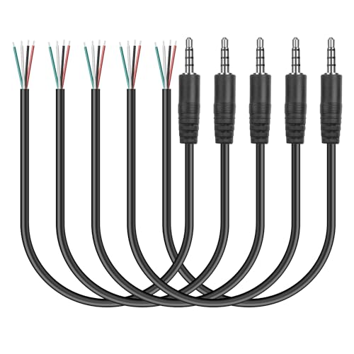 MEIRIYFA 3.5mm Stecker auf Bare Wire Stereo Audio Kabel, 5Pack 1/8" 3.5mm TRRS 4 Pole Stecker Pigtail Open End Audio Kabel für Kopfhörer Headset Mikrofon Kabel Reparatur - 1M (3.5 TRRS Stecker) von MEIRIYFA