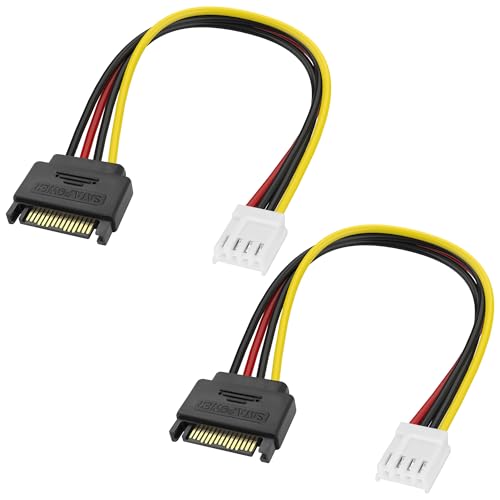 MEIRIYFA 4-Pin Floppy Drive auf 15-Pin SATA Stecker Stromkabel, SATA 15Pin Stecker auf 4pin Floppy Strombuchse Netzteil Kabel für SATA Festplatten (2Pack, 20CM) von MEIRIYFA
