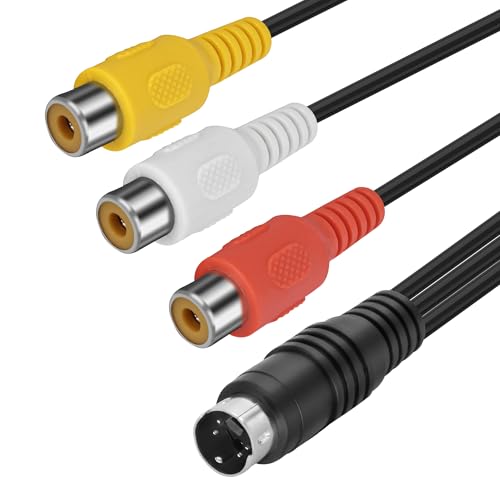 MEIRIYFA 4 Pin S-Video zu 3 RCA AV Buchse Kabel zusammengesetzter Draht, 3 RCA zu 4 Pin Mini DIN S-Video Verlängerungskabel für TV/HDTV CD Player VCR DVR DVD Player PC Laptop (0.3M, 3 RCA Buchse) von MEIRIYFA