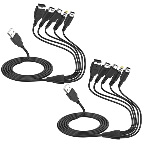 MEIRIYFA 5 in 1 USB Ladekabel Kompatibel mit Gameboy Advance SP(GBA SP)/DS Lite/NDS/Wii U/New 3DS/3DS XL/New 3DS/3DS XL/3DS/2DS/DSi XL/PSP 1000 2000 3000-2PCS, 1.2M von MEIRIYFA