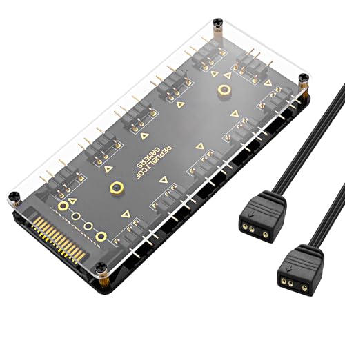 MEIRIYFA 5V 3PIN ARGB Splitter Hub, 1 bis 10-Wege LED Lüfter Hub Controller mit 50CM SATA Power 3Pin ARGB Adapter Verlängerungskabel für PC ARGB Lüfter Kühler von MEIRIYFA