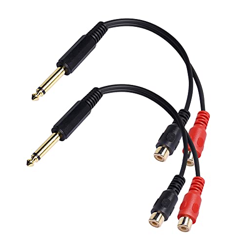 MEIRIYFA 6.35mm auf 2RCA Audio Kabel, 6.35mm 1/4 Zoll Stecker Stereo auf 2RCA Buchse Y Splitter Adapter Kabel Dual RCA auf 1/4" Kabel - 24cm von MEIRIYFA