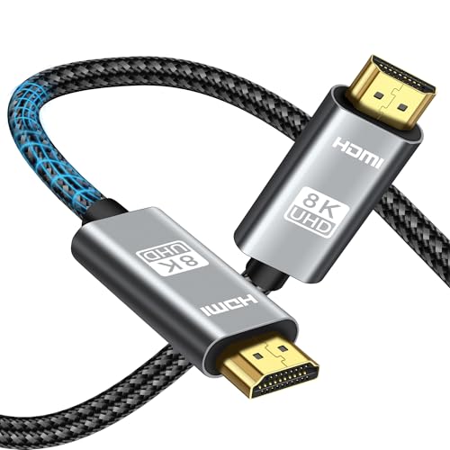 MEIRIYFA 8K HDMI 2.1 Kabel, zertifiziertes 48Gbps Ultra High Speed HDMI Kabel Gold überzogenes geflochtenes HDMI 2.1 Kabel, 8K@60Hz Dynamischer HDR, eARC Kompatibel mit HDTV/Xbox/Blu-ray (3M, Grau) von MEIRIYFA