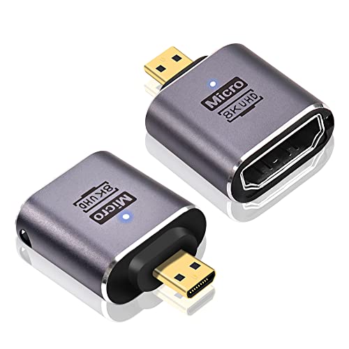 MEIRIYFA 8K Micro HDMI auf HDMI Adapter, 2Pack Micro HDMI Stecker auf HDMI Buchse Adapter Standard 2.1 Version für Kameras, Computer, Projektoren von MEIRIYFA