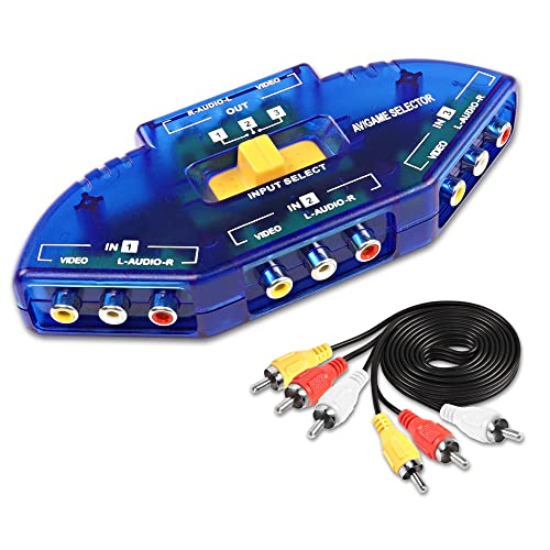 MEIRIYFA AV Audio-Video Signal Switcher, 3-Wege AV Schalter mit 3RCA Kabel 3 In 1 Out Composite Video L/R Audio Auswahlbox für DVD Spielkonsolen von MEIRIYFA