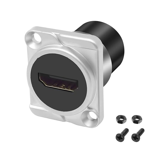 MEIRIYFA D-Typ HDMI Panel Mount Connector 4K HDMI Buchse zu Buchse Koppler Pass Through Socket Extender Adapter für TV, Laptop, PC, Monitor, DVD Player (Silber) von MEIRIYFA