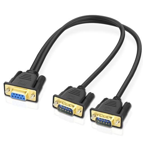 MEIRIYFA DB9 RS232 Serial Y Splitter Kabel, DB9 9Pin 1 Buchse auf 2 Stecker RS232 Serielles Splitter Adapter Draht gerade durch für PC-Modem, PDA - 50CM von MEIRIYFA