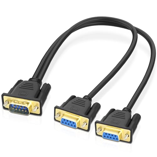 MEIRIYFA DB9 RS232 Serial Y Splitter Kabel, DB9 9Pin 1 Stecker auf 2 Buchse RS232 Serielles Splitter Adapter Draht gerade durch für PC-Modem, PDA - 50CM von MEIRIYFA