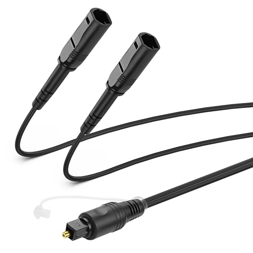 MEIRIYFA Digital Optical Splitter Adapter Kabel 1 in 2 Out, Toslink Digital Fiber Optic Audio Splitter 1 Stecker Eingang 2 Buchse Ausgangs für Heimkino, DVD Player, TV - 0.3M (1 Stecker auf 2 Buchse) von MEIRIYFA