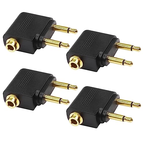 MEIRIYFA Flugzeug Flug Kopfhörer Adapter, Dual 3.5mm Stecker zu 3.5mm Buchse Flugzeug Flugzeug Headset Ohrhörer Adapter Gold Plated - 4 Stück von MEIRIYFA