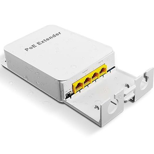 MEIRIYFA Gigabit PoE Extender Outdoor 4 Ports PoE Switch IEEE 802.3 af/at PoE Repeater, 1000Mbps 1 PoE in 3 PoE Out Wasserdicht 30W 100m Strom und Daten für PoE Injektor und Sicherheitskamera von MEIRIYFA