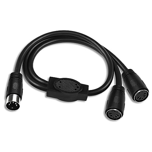 MEIRIYFA MIDI DIN 5-Pin Splitter Y Adapterkabel, Din 5Pin Stecker auf Dual 2x Buchse Audio MIDI Adapter Verlängerungskabel für MIDI Keyboard, E-Piano, MIDI Gitarre - 0.5M von MEIRIYFA