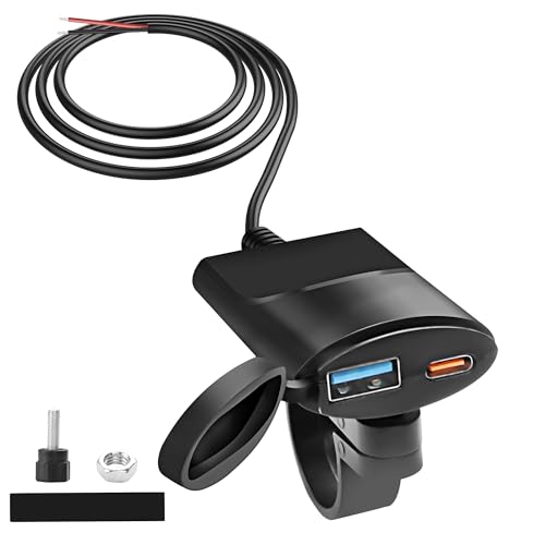 MEIRIYFA Motorrad USB Telefon Ladegerät 12V-24V, 18W USB QC3.0 + 30W PD Typ-C Motorrad Lenker Ladegerät Schnellladung mit wasserdichter Abdeckung für Telefon Tablet GPS - 1.4M/4.6FT MEIRIYFA Motorrad USB Telefon Ladegerät 12V-24V, 18W USB QC3.0 + 30W PD Typ-C Motorrad Lenker Ladegerät Schnellladung mit wasserdichter Abdeckung für Telefon Tablet GPS - 1.4M/4.6FT von MEIRIYFA