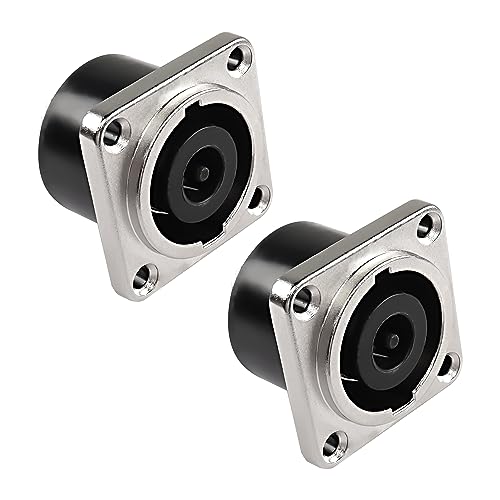 MEIRIYFA NL8MPR Speakon Panel Mount Socket Connector 8-Pole Buchse Audio Speakon Square Jack D-Typ versilberter Twist Lock Adapter für NL8FC, NL8FX, NLT8X, NL8FC, NL8FX (2PCS) von MEIRIYFA