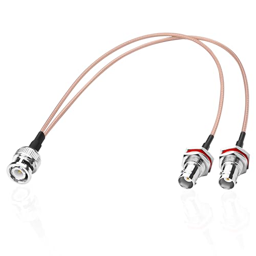 MEIRIYFA RG316 BNC Splitter Koaxialkabel, BNC Stecker auf Dual Buchse 50 Ohm Y Splitter Koaxialstecker Verlängerungskabel für Kameras, Videogeräte, CCTV-System (34CM) von MEIRIYFA