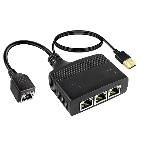 MEIRIYFA RJ45 Netzwerk Ethernet Splitter Kabel, RJ45 1 Stecker zu 3 Buchse 1000Mbps High Speed LAN Ethernet Splitter Adapter 8P8C Interface Connector Kabel für Cat5/5e/6/7/8 (1 Buchse auf 3 Buchse) von MEIRIYFA
