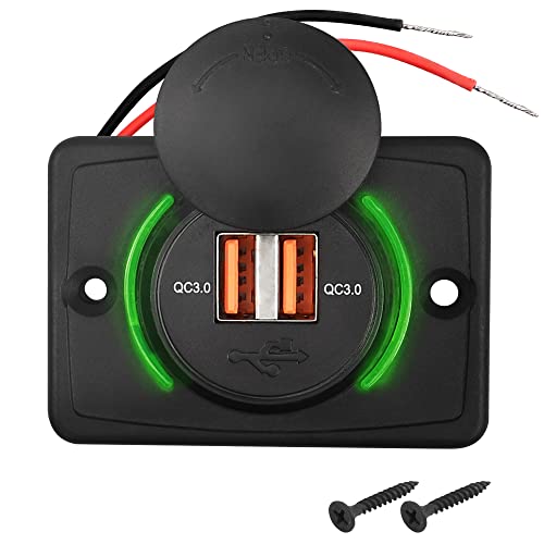 MEIRIYFA RV USB Steckdose Wandhalterung 12V-24V Quick Charge 3.0 Dual USB A Auto Ladegerät Steckdose mit Kappe für Autos Bus RV Boot Automotive Marine ATV Truck MEIRIYFA RV USB Steckdose Wandhalterung 12V-24V Quick Charge 3.0 Dual USB A Auto Ladegerät Steckdose mit Kappe für Autos Bus RV Boot Automotive Marine ATV Truck von MEIRIYFA