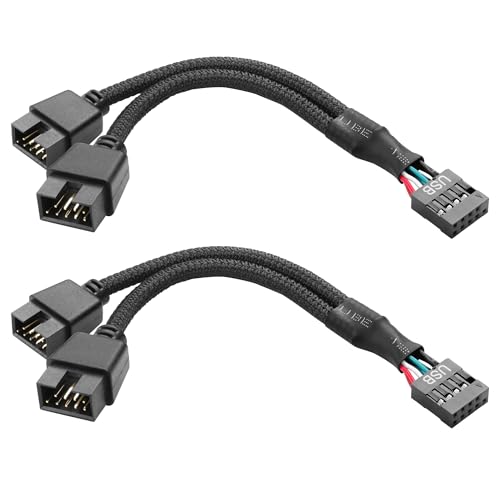 MEIRIYFA USB 2.0 9-polige Buchse zu Dual 9-polige Stecker Verlängerungskabel, Motherboard 9Pin USB2.0 zu Dual 9Pin Stecker Splitter Kabel für Computer interne Motherboard (15cm, 2 Stück) von MEIRIYFA