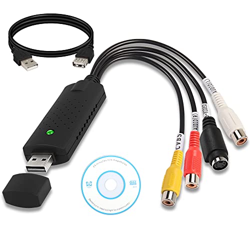 MEIRIYFA USB 2.0 Video Audio Capture Adapterkabel, VHS zu Digital Konverter, Video Grabber VHS VCR TV zu DVD Konverter Adapter für Windows PC von MEIRIYFA