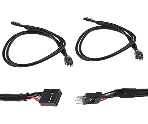 MEIRIYFA USB-Header-Verlängerungskabel, USB 2.0, 9-poliger Stecker auf 9-polige Buchse, internes Motherboard-Header-Kabel, 50 cm, 2 Stück von MEIRIYFA