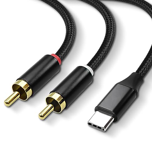 MEIRIYFA USB Typ C auf 2 RCA Audio Kabel, Typ C auf 2RCA Stecker 2 Phono Stecker, PC Typ C auf Stereo Audio Kabel Konverter für Verstärker, Lautsprecher Adapter Kabel mit Decoder HiFi Chip (2M) von MEIRIYFA