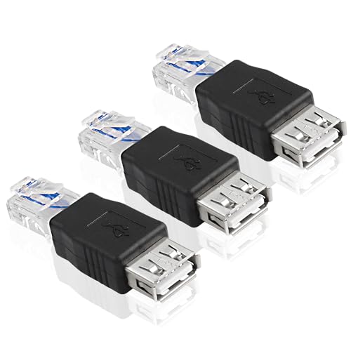 MEIRIYFA USB zu Ethernet Adapter USB 2.0 Buchse zu RJ45 Ethernet Konverter Stecker für ADSL Modem, Router, Kamera mit Netzwerkfunktion (3PCS) von MEIRIYFA